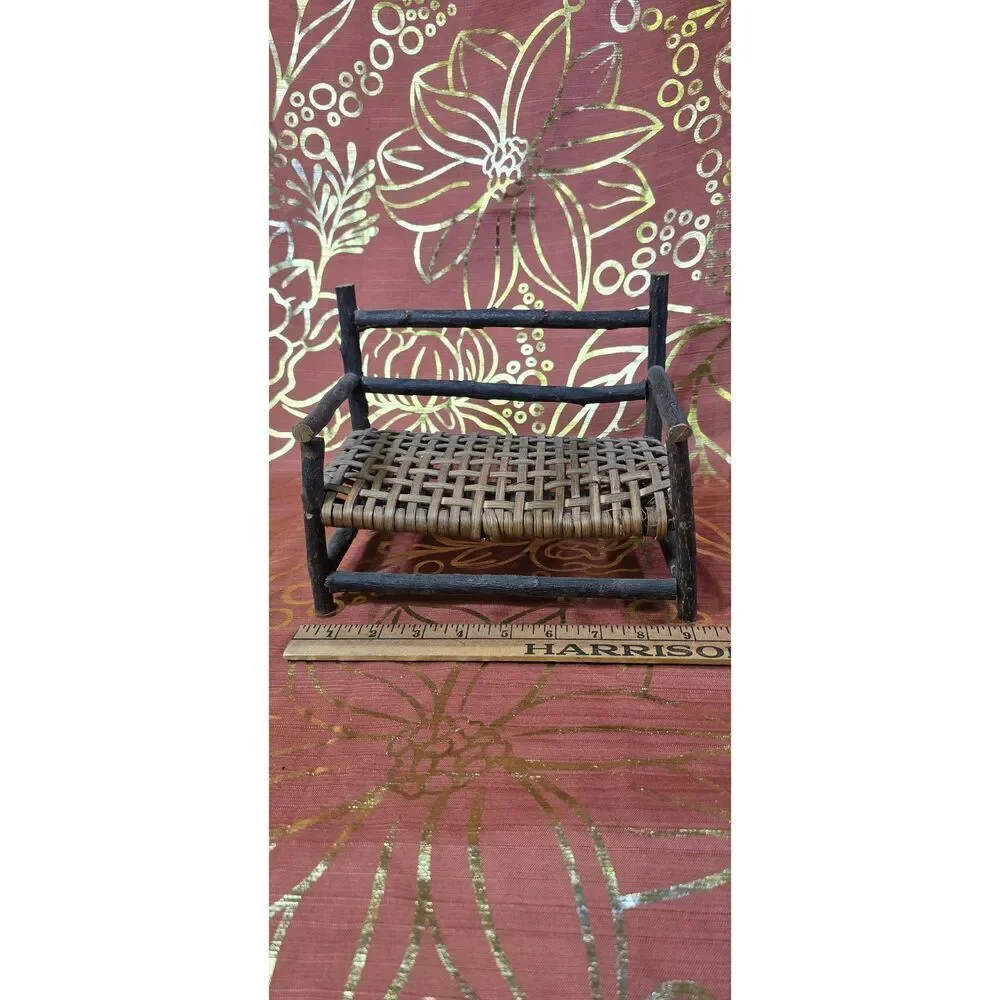 Twig Bench Settee Rustic Adirondack Primitive  Doll Camp Furniture Folkart